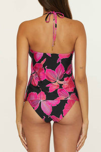 Trina Turk - Chain Tankini Plunge Neck Floral Print Beach Cover Ups