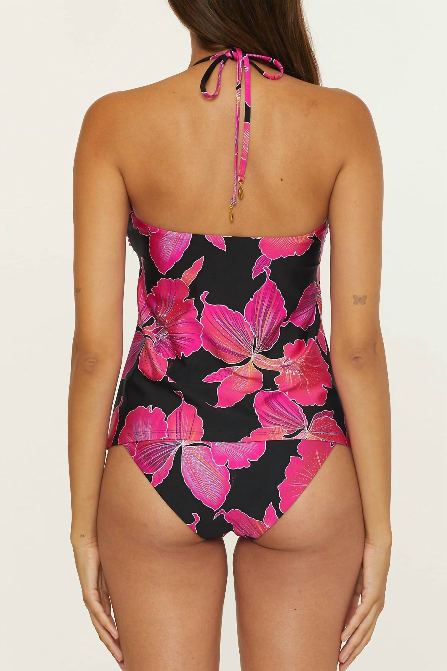 Trina Turk - Chain Tankini Plunge Neck Floral Print Beach Cover Ups