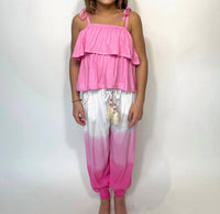 SKEMO Girls' Solid Tie Top in pink - kids' tank top - alternate view