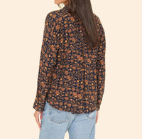 XIRENA Jace Button-front Shirt in golden rod - women's long sleeve top - detail view
