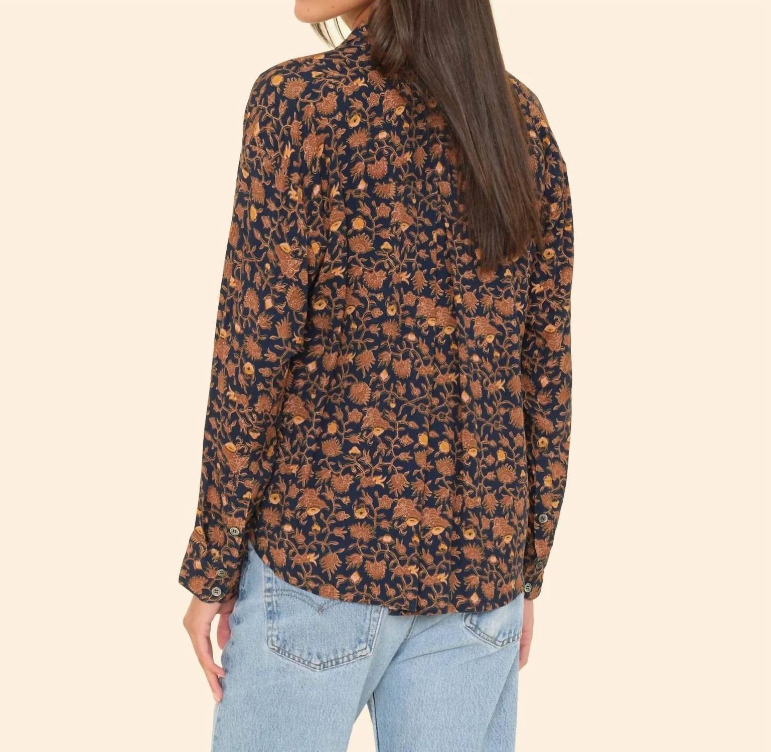 XIRENA Jace Button-front Shirt in golden rod - women's long sleeve top - detail view