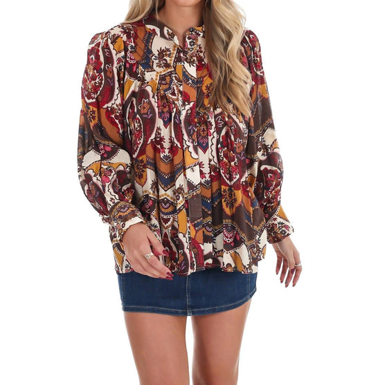 Ee:Some - Breezy Bright Print Button Down Top