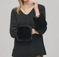 Joseph Ribkoff - Faux Fur Cuffs Tunic