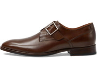 JOHNSTON & MURPHY Men's Richland Monk Strap Oxford Shoes in mahogany full grain - men's shoe - detail view