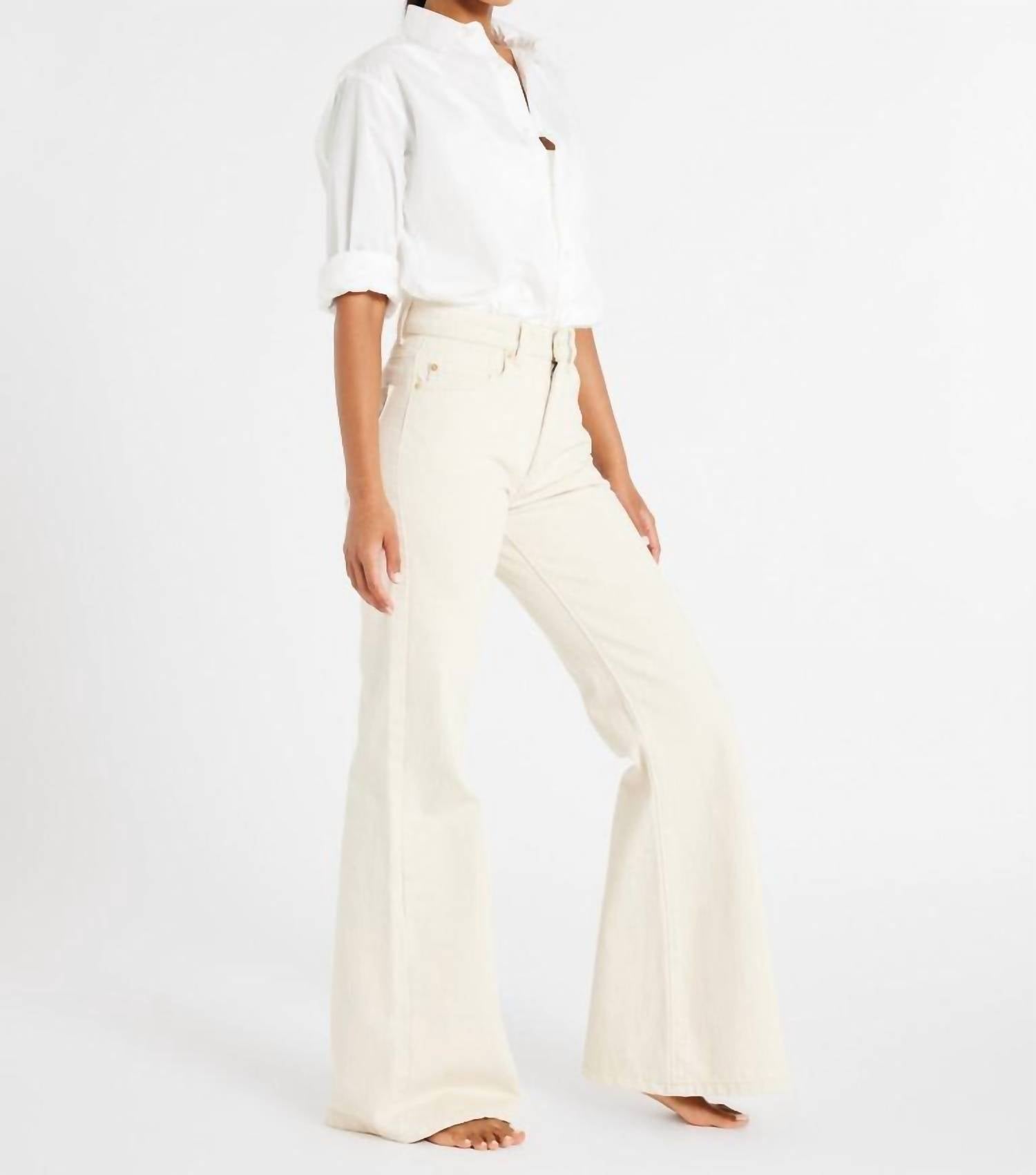 MILLE Ashton High Rise Wide Leg Flare Jean in sand - women's jeans - alternate view