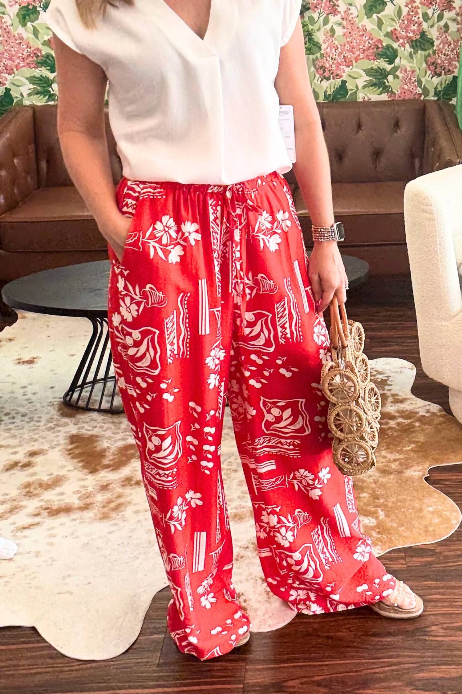 Entro - Summer Print Wide Leg Pants
