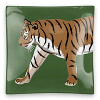 Clairebella - Square Walking Tiger Glass Trinket Tray