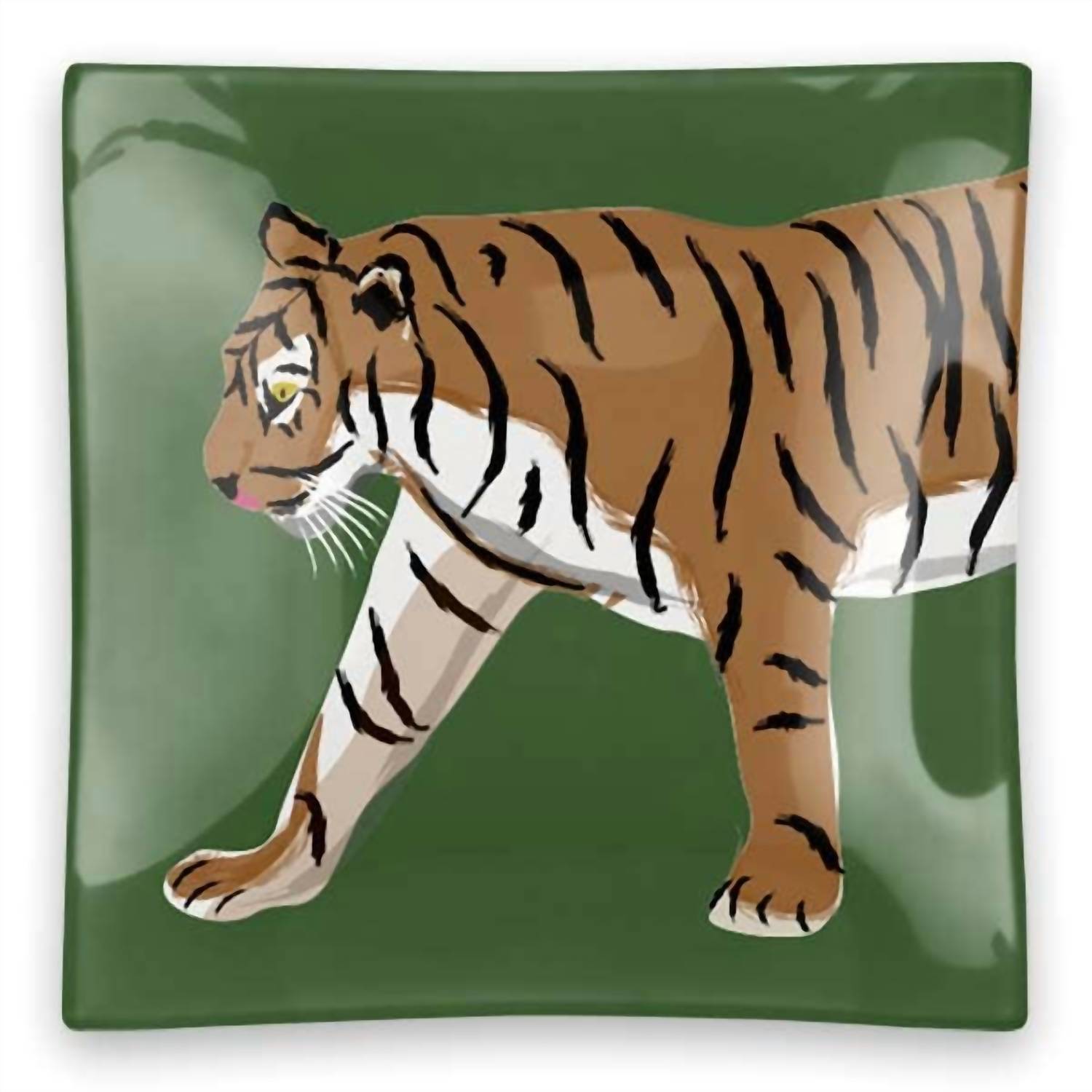 Clairebella - Square Walking Tiger Glass Trinket Tray