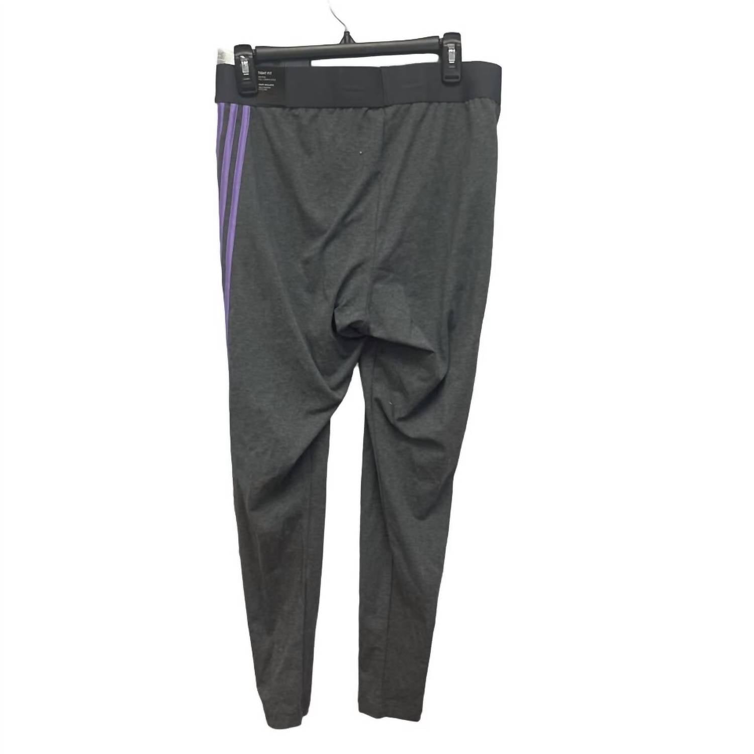 adidas Women's Cotton Blend Mid Rise Tight Fit Athletic Leggings - Plus in gray and purple - women's pants - alternate view