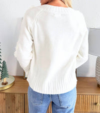 Elan - V-neck Fringe Arm Sweater