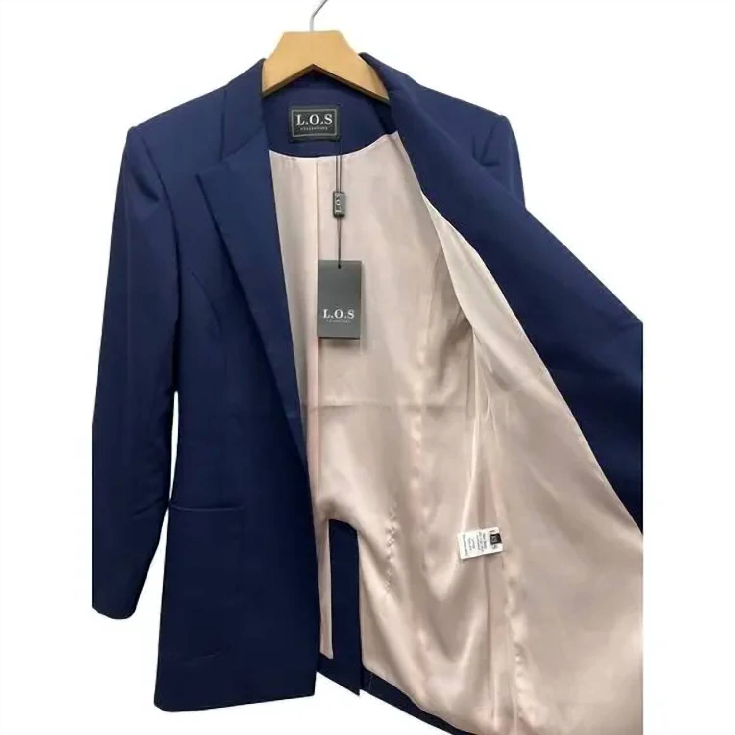 L.O.S. Collection - Single Button Wool Blend Classic Blazer