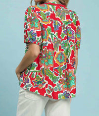 Umgee - Floral Button Down Blouse