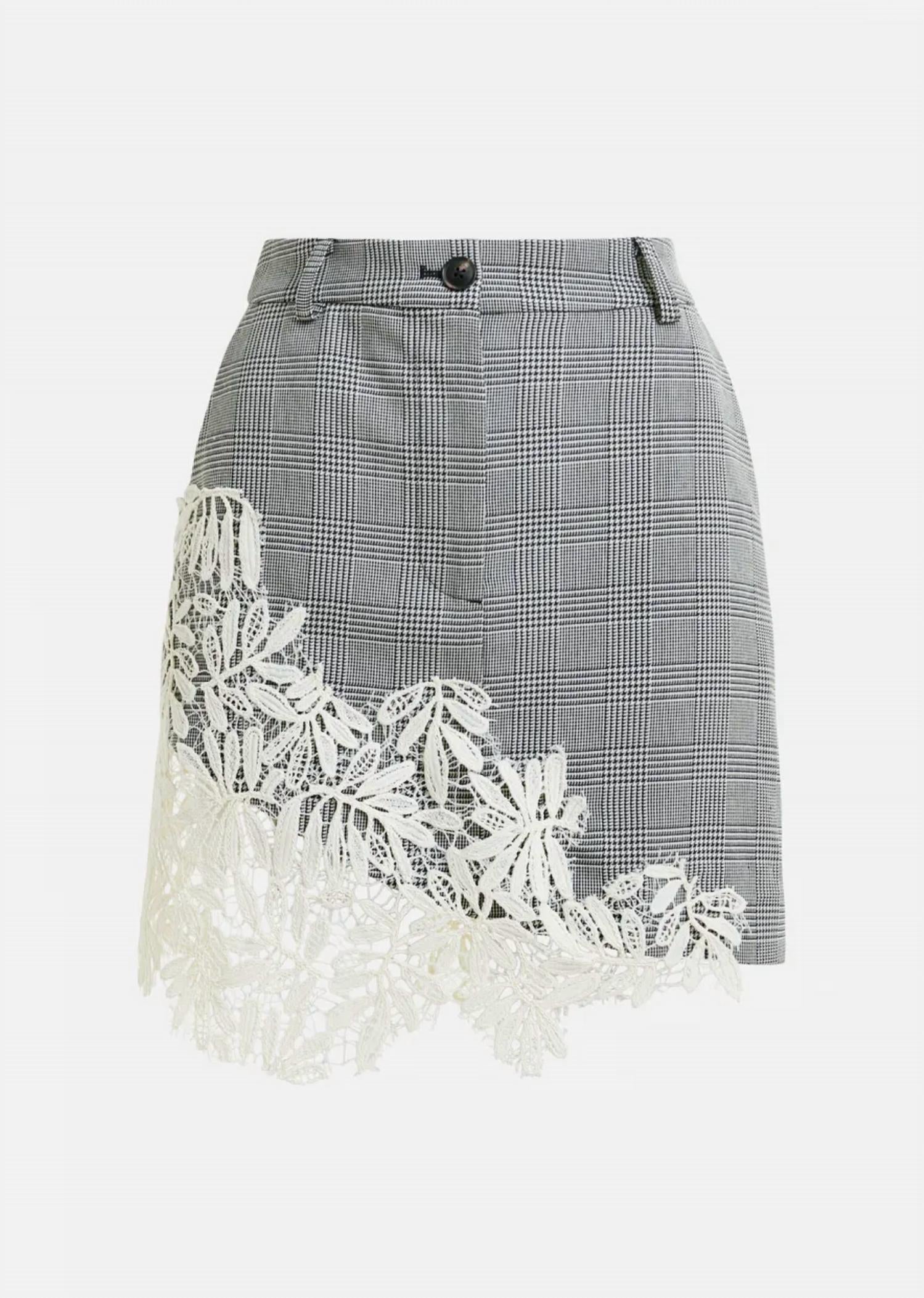 ESSENTIEL ANTWERP Interior Crochet Miniskirt in black multi - women's skirt - view 6
