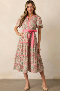 &Merci - Contrast Binding Printed Midi Dress