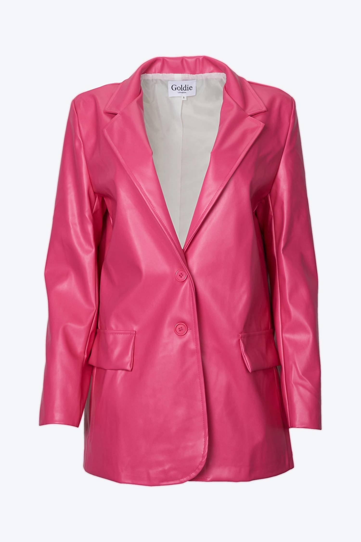 OVERSIZED SINGLE-BREASTED VEGAN LEATHER BLAZER