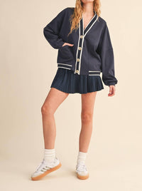 Klesis Knit Cardigan And Skirt Set in navy - women's skirt - view 5