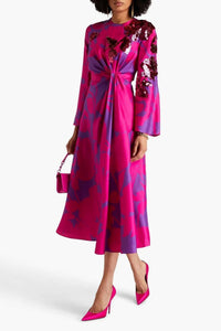 Valentino - Embellished Floral Silk-faille Midi Dress