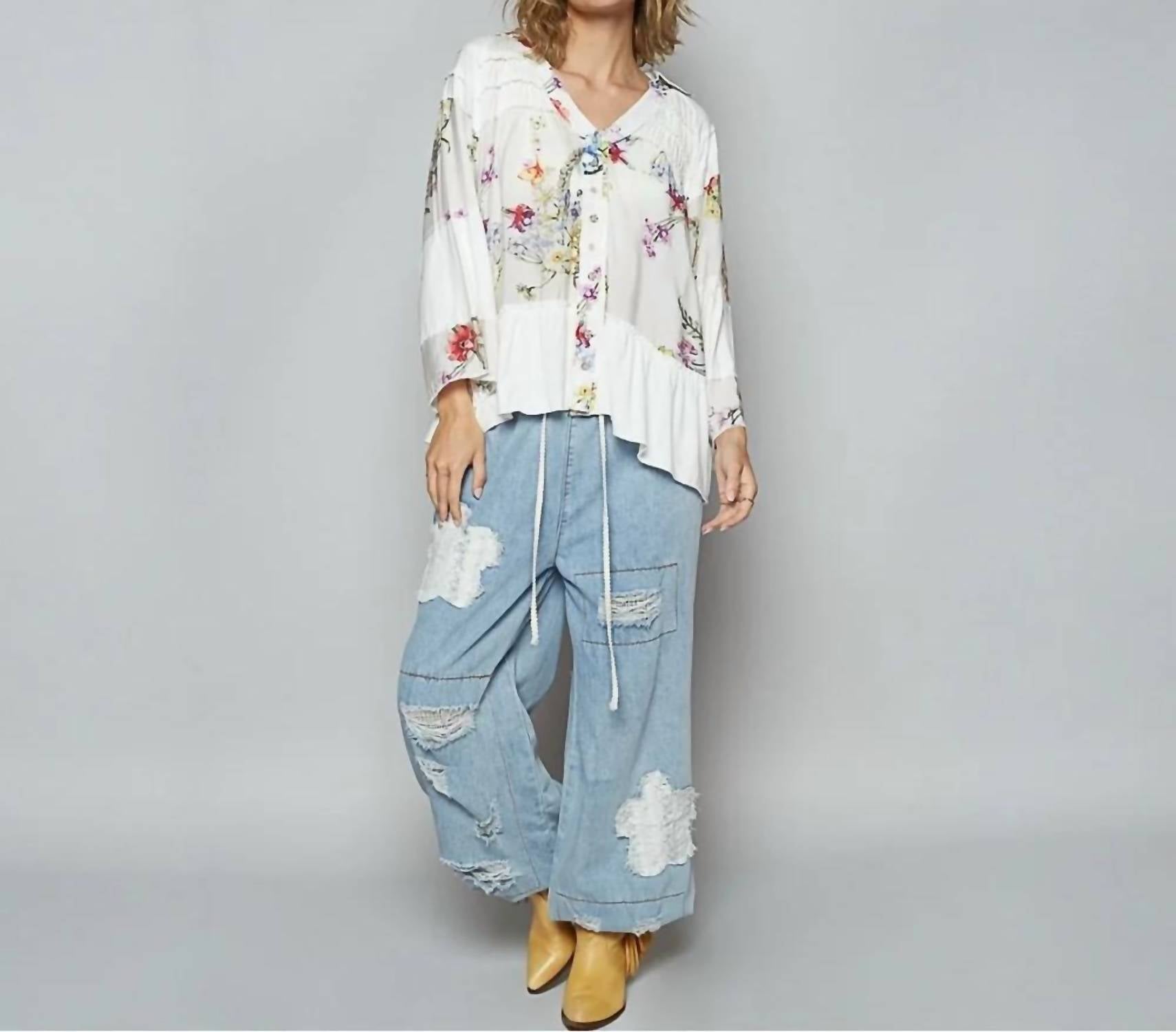 Pol - Ruffle Floral Top
