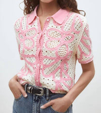 Suncoo - Gavrili Crochet Two Tone Short Sleeve Polo
