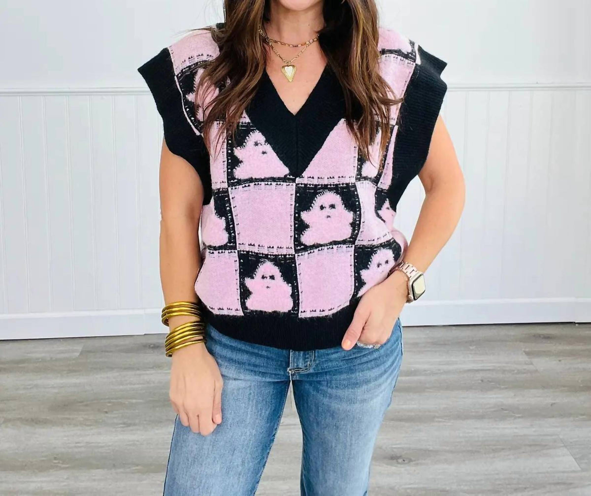 Peach Love - Hey Boo Halloween Sweater Vest
