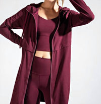 RAE MODE Long Hooded Active Jacket in cassis - women's top - view 4