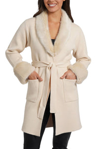 Love Token - Shannon Cardigan with Faux Fur Collar