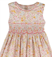 Gabby Girl's Floral Bouquet Smock Dress in pink - kids' dress - detail view