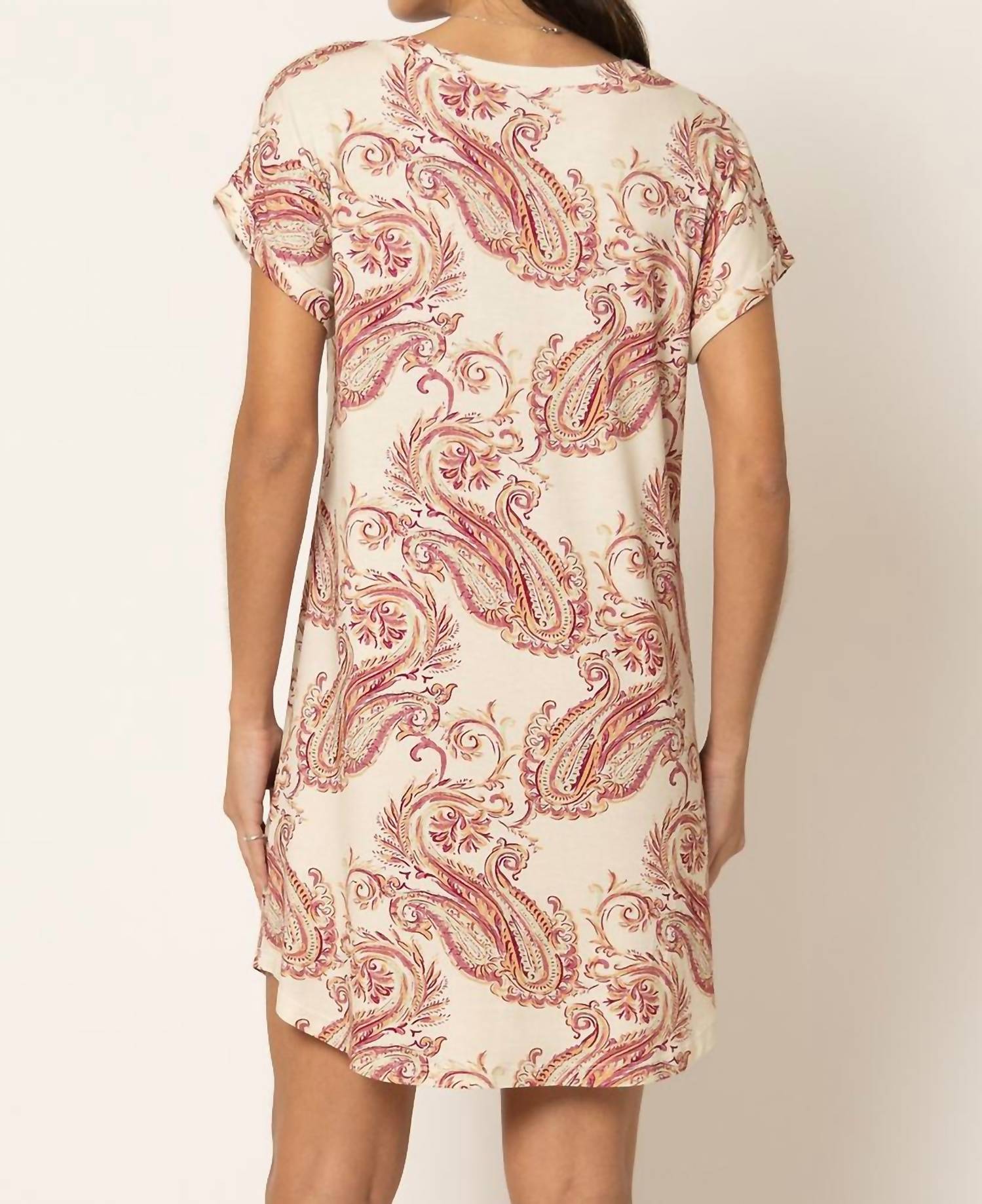 Mari M Lingerie Printed Short Sleeve Sleepshirt in paisley - women's item - detail view
