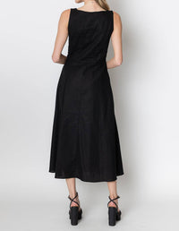 ZETAYE Celeste Linen Cotton Midi Dress in black - women's dress - view 6