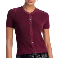 Rag & Bone Dina Short Sleeve Cardigan in prune - women's cardigan