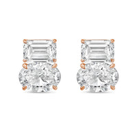 Diana M Jewels - Women's Emerald & Oval Lab-grown Diamond Stud Earrings (7.00 Tcw) - Elegant
