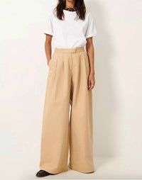 Sessun Rivera Wide Leg Pleated Trousers in jonc - women's pants