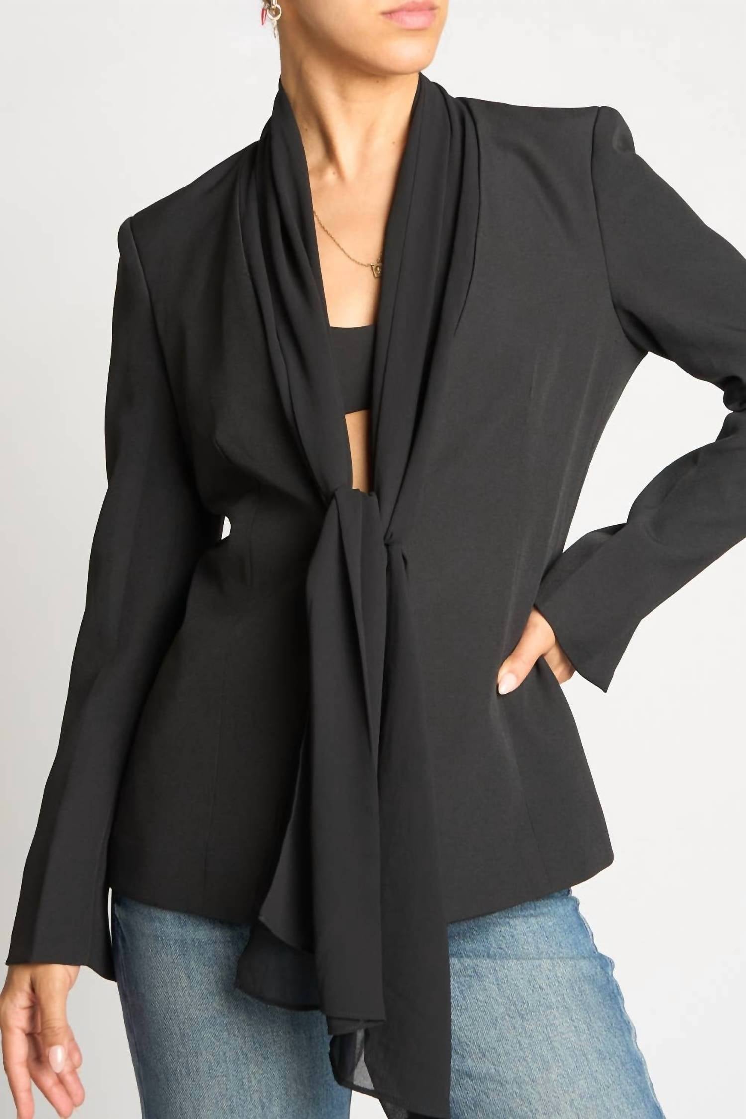 Sans Souci - Scarf Tie Front Blazer