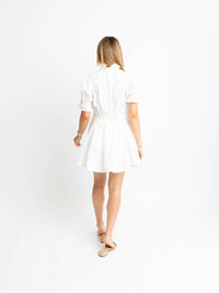 Karlie Ruffle Neck Back Tie Dress in white - women's dress - detail view