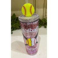 Harris Girls & Co. Baseball Softball Glitter Tumbler in multicolor - item - alternate view