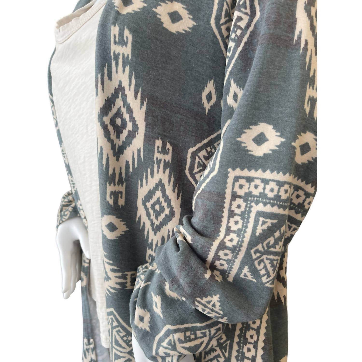 Cotton Bleu - Women's Ethnic Print Open Front Cardigan - Plus