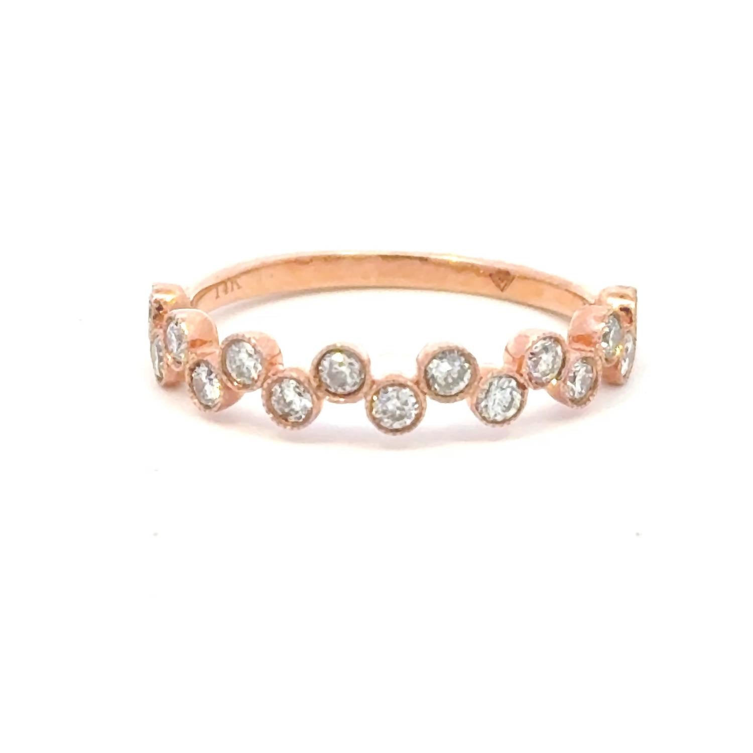 Aamiaa - 0.45 Carat Natural Round Diamond Bezel Set Band Ring