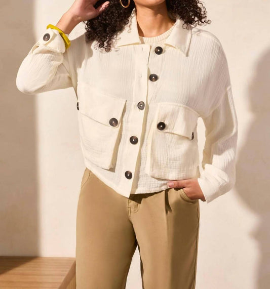 Tribal - Cotton Gauze Button-up Jacket With Black Buttons