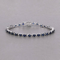 Diana M Jewels Women's Oval Natural Sapphire Bracelet (6.03 Ct) - Elegant in 14k white gold - women's jewelry - detail view