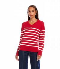Karen Kane - Stripe V-Neck Sweater