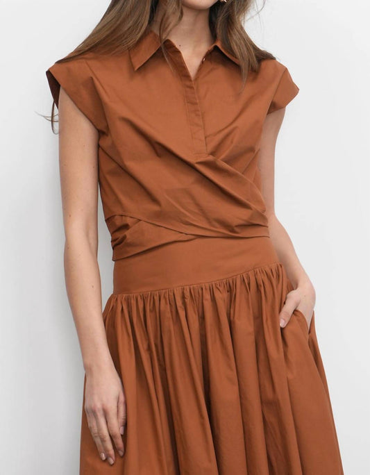 Greylin - Eloise Wrap Front Extended Shoulder Poplin Top