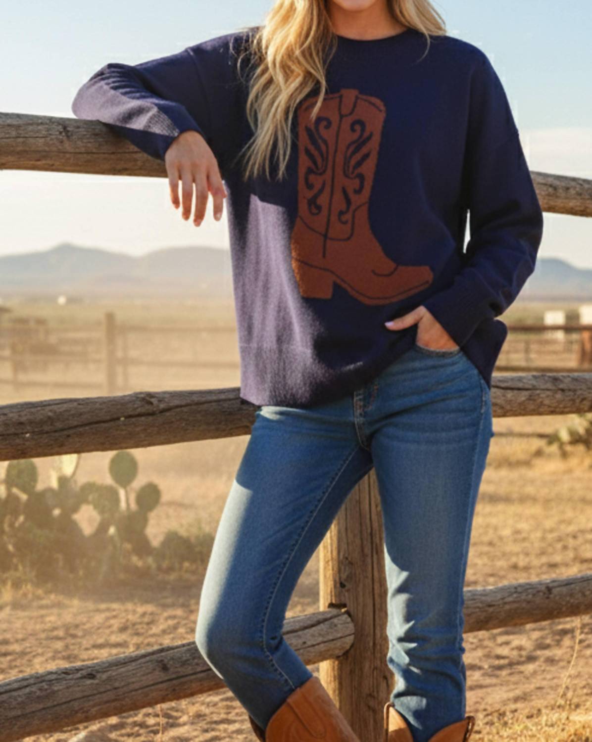 Sewn And Seen - Cowboy Boot Knit Sweater