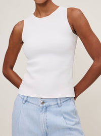 DL1961 - Women's Racer Tank Shirt in white - women's tank top
