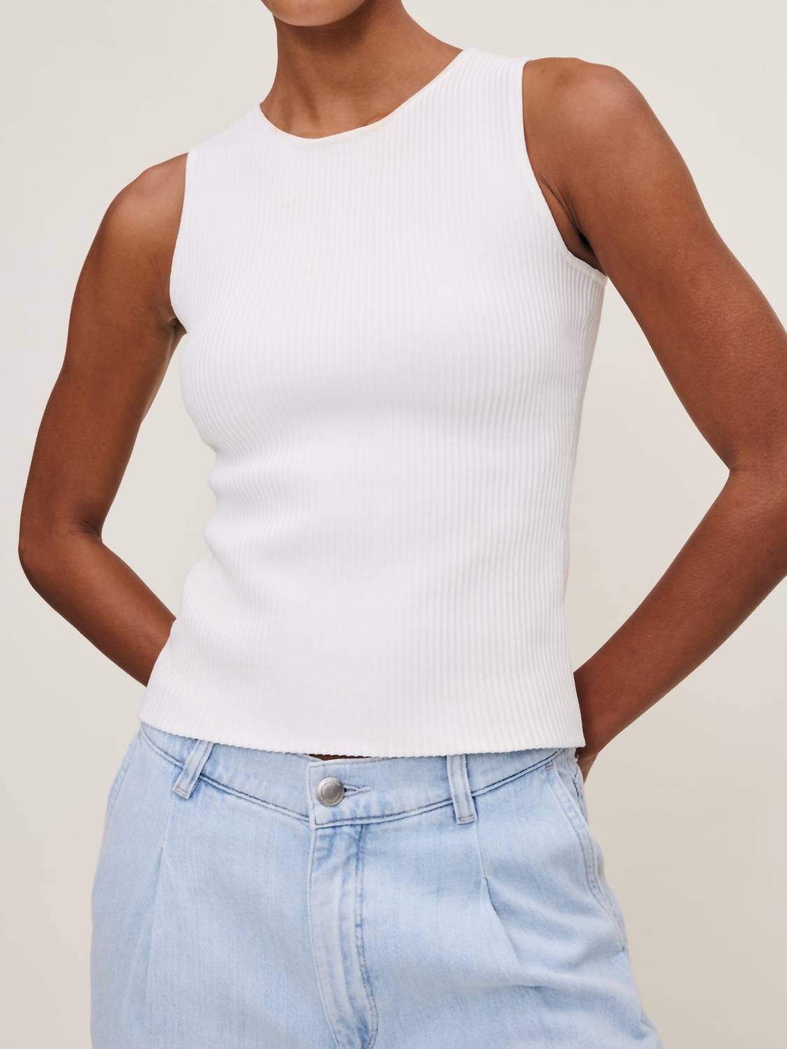 DL1961 - Women's Racer Tank Shirt in white - women's tank top