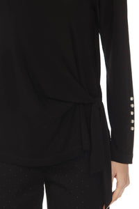Joseph Ribkoff Boat Neck Waist Tie Long Sleeve Top in black - women's long sleeve top - view 8