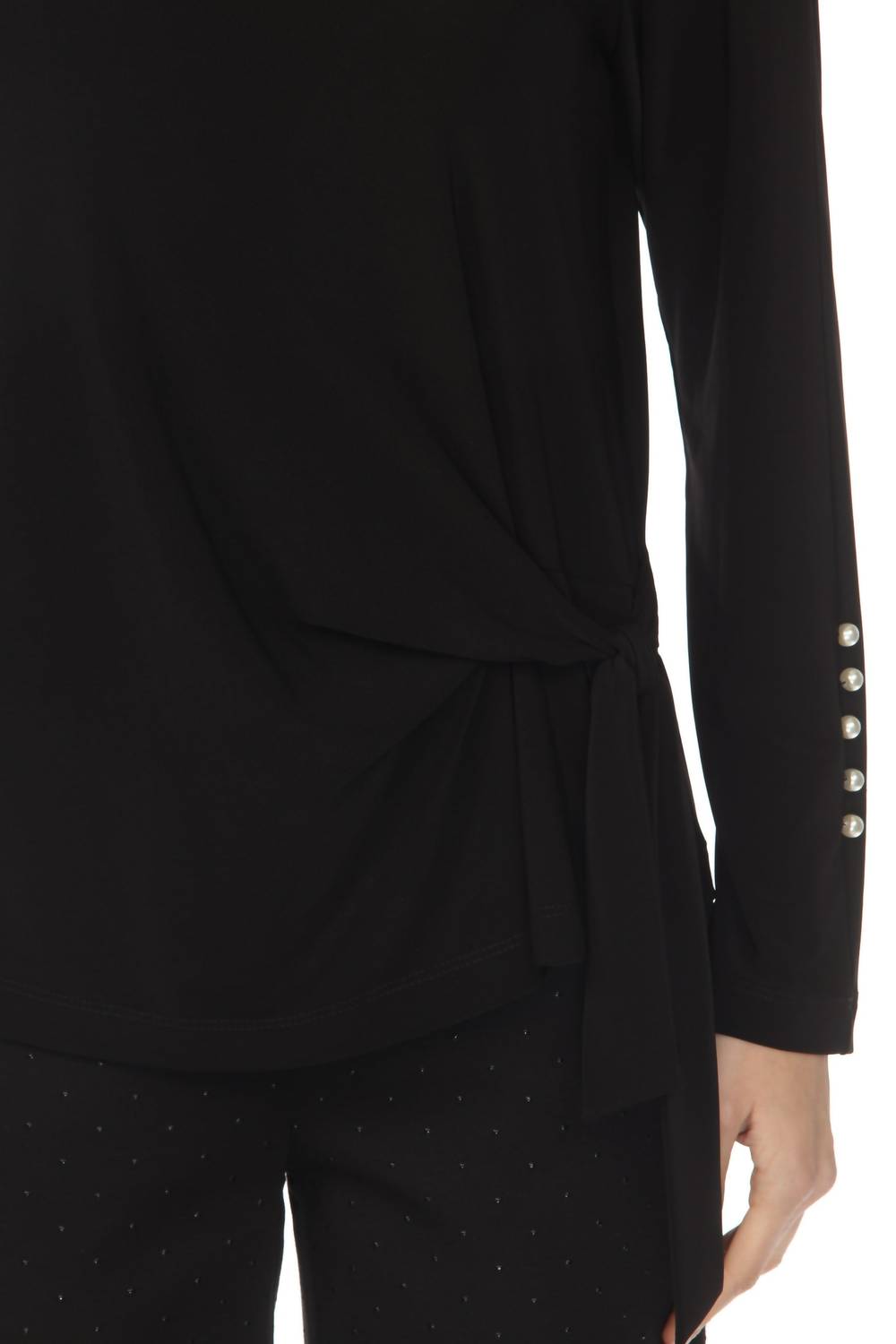 Joseph Ribkoff Boat Neck Waist Tie Long Sleeve Top in black - women's long sleeve top - view 8