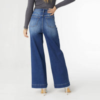 COCO + CARMEN EverStretch High Rise Wide Leg Jeans in blue - women's pants - detail view