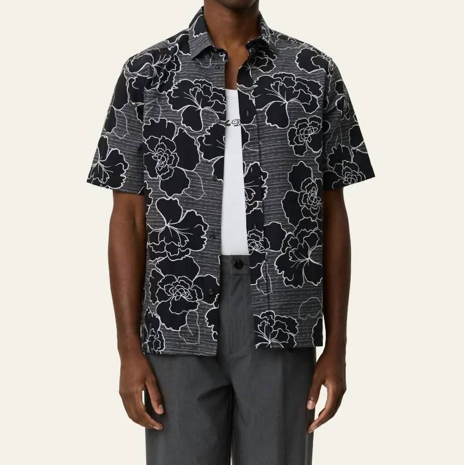 Les Deux - Charlie Poppy Aop Short Sleeve Shirt
