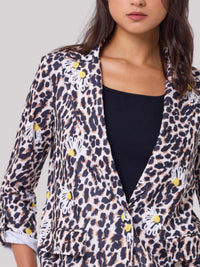 Angel Apparel - Animal Print Blazer with Flower Detail