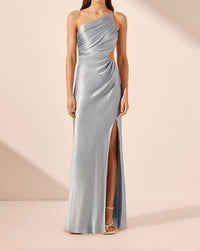 Shona Joy La Luna Asymmetrical Pleated Maxi Dress in powder blue - women's dress